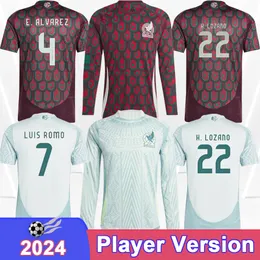 2024 Mexiko -Spielerversion Fußballtrikots H. Lozano Rodriguez Araujo G.ochoa E.Sanchez L. Romo S. Cordova Home Away Football -Hemden Uniformen