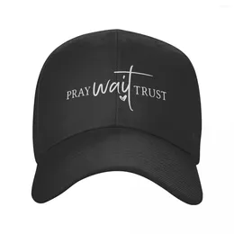 Ball Caps Classic Pray Wait Trust Baseball Cap Men Women Adjustable Jesus Christian Quote Dad Hat Outdoor Snapback