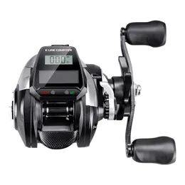 Novo estilo Digital Display Baitcasting Reel D200 Energia solar Carregamento da linha de segurança da pesca marinha da linha de pesca profunda da linha de pesca