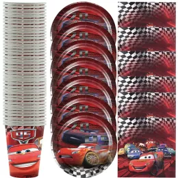 Shirts 60pcs/lot Cars Lighing Ueen Theme Tableware Set Birthday Party Plates Cups Dishes Decoration Baby Shower Napkins Towels