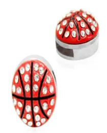 20 50pcslot 8mm rhinestones Basketball sport slide charm fit for 8mm diy leather wristband bracelet keychains7722249