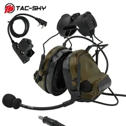 Protector Tacsky Tactical Arc Helmet Rail Mount COMTAC II Hörselskyddsbuller avbryter pickup Skytte headset + U94 PTT