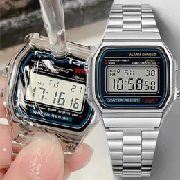 ساعات المعصم F91W Watch Watch Fuckury Retro Digital Digital Stail Stail Sports Watches Men Women Electronic Wrist Watches Clock 240423