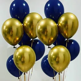 Party Decoration 30pcs 12inch Pearl Ink Blue Chrome Gold Latex Balloons Baby Shower Birthday Decor Confetti Balloon Wedding Bride Decoratio