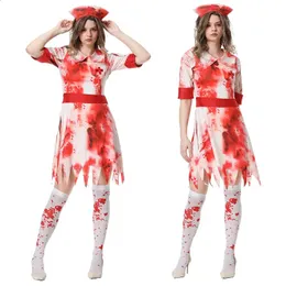 Halloween Erwachsene Krankenschwester Rollen -Cosplay -Kleidung Frauen Zombie Festival Party Kostüm 240402