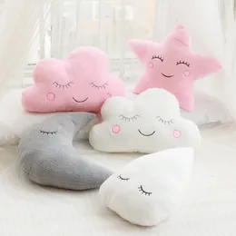 Nice Stuffed Cloud Moon Star Raindrop Plush Pillow Soft Cushion Cloud Stuffed Plush Toys For Children Baby Kids Pillow Girl Gift 240422