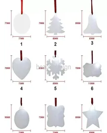Weihnachten Sublimation Blanker Orament Doppelte Weihnachtsbaum -Anhänger Multiform Aluminiumplatte Metall Hanging Tags Dekorati4536839