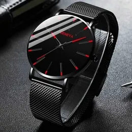 Wristwatches Minimal Men Watch Fashion Slim Watch Simple Business Stainless Steel Mesh Band Quartz Watch Relojes Para Hombres Relgio 240423