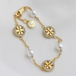 Jewelry tb bracelet round hollow design Flash diamond micro-inlaid jewelry luxury Joker 2024 new wave.