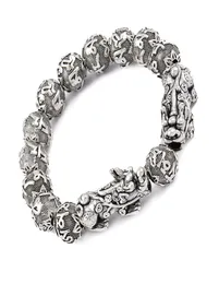 Ricchezza d'argento antico pixiu bracciale sei parole mantra buddha perline bracciale feng shui fortuna gioielli8267560