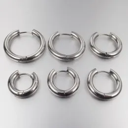 Earrings SaYao 2 Pieces 4mm thickness Stainless Steel Earring Cute Big Crude Circle Earring Hoop Earrings Huggie Jewelry Men Women Gift