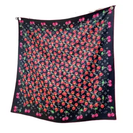 Lenços de seda designer lenço de lenço de artista yayoi kusama lenço feminino lenço de xale ao ar livre lenço de seda de seda 90 lenço de estampa de cereja quadrada