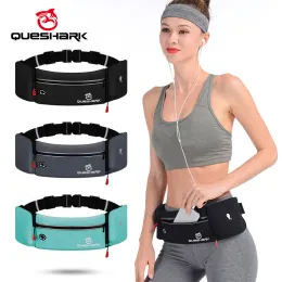 Bolsas Queshark Mulheres Men Men Men Saco de cintura à prova d'água ajustável com garrafas de água esportes de ciclismo de acampamento bolsa de telefonia de ginástica