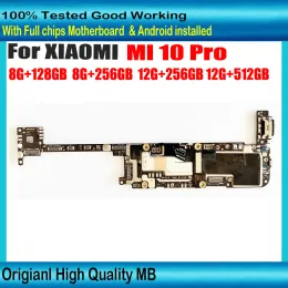 Antenn full arbetar för Xiaomi Mi 10 Pro Motherboard Logic Board med full chips Original Unlocked Mainboard Android System Plate