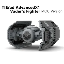 Blockerar nya 453 st MOC SpaceShip slips/annons Advanced X1 Vader's Fighters Building Blocks modifierade från Tie Bomber Bricks Model DIY Toys Gift