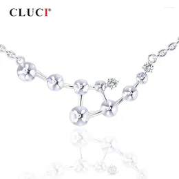 Pendants CLUCI Silver 925 Zircon Pearl Pendant Necklace Mounting For Women Wedding Jewelry Sterling SN052SB