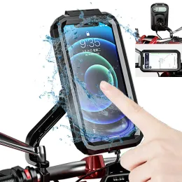 Stands Caixa à prova d'água Bicicleta Phone Phone Bike Motorcycle Hitdlebar Rear visto espelho do celular Stand Stand para iPhone Xiaomi Samsung