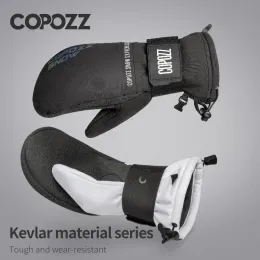 Gloves COPOZZ Kevlar Professional Winter Thermal Gloves Men Mittens Thicken 30degree Ski Gloves Warm Waterproof Snowmobile Snow Gloves