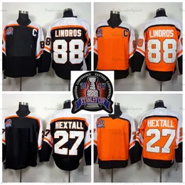 KOB 1997 Stanley Cup final Retro 27 Ron Hextall 88 Eric Lindros Hóquei Jerseys Black Orange Vintage Stitched Jersey C Patch M-xxxl