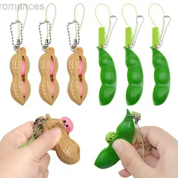 POETTO DECOMPRESSIONE 3PCS PACCHETTO PACCHETTO PORTACHIAVI DECOMPRESSIONE EDAMame Toys Squishy Squeeze Beeze Bearst Tornario Stress Tay Chain per adulti D240424