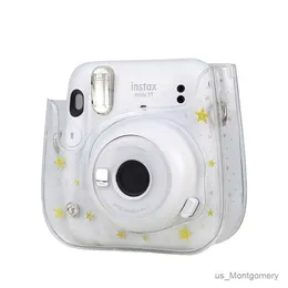 Camera Bag Accessories PVC Transparent Glitter Stars Camera fodral för Fujifilm Instax Mini 11 9 Instant Camera Shoulder Strap Bag Protector Cover Pouch