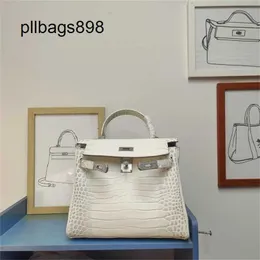 Himalaya -Stil Frauen Handtasche 7A Krokodil Leder Yijinyuan Mustertasche 28 cm Diamantschnalle Echtes Leder Mode vielseitig vielseitig