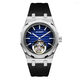 Наручительные часы Aesop Flying Tourbillon Mechanical Skeleton Watch for Man Luxury Watches Водонепроницаемые сапфировые зеркало Градиент 2024 A