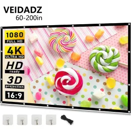 Peças Veidadz Projector Screen White menos vincos de 60200 polegadas de alta densidade de alta densidade portátil tela de projeção dobrável para filme ao ar livre