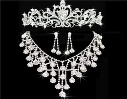 Tiaras Gold Tiaras Crowns Hochzeit Haarschmuck Necklaearring billige ganze Mode Mädchen Abend Prom Party Kleider Accessor9807485