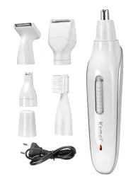 Trimmer KEMEI Nose Ear Hair Beard Trimmer Set Rechargeable Electric Trimmer 5 IN 1 Electric Nose Trimmer Ear Beard Shaver Hair Cliper