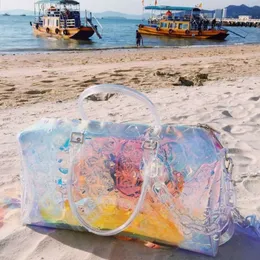 Bolsa de designer de moda bolsa de ombro único saco de viagem transparente colorido novo feminino de lazer fitness bagagem chaoku saco de praia portátil