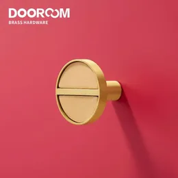 Dooroom Brass Genuine Leather Colorful Hooks Bathroom Indoor Kitchen Hallway Wall Clothes Hangers Row 240424