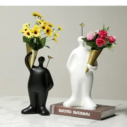 花瓶の抽象像ブーケ花瓶人工花の装飾的なポットデスク装飾花のアレンジメントモダンな家の装飾