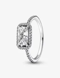 100 925 Sterling Silber Rechteckig strahlend Halo Ring für Frauen Eheringe Mode Engagement Schmuck Accessoires2480879