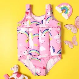 Swimwear Children Professional Buoyant Swimming Suits Cute Printed Float Striped Swim Vest Kids Boys Floatation Swimsuit Buoyancy