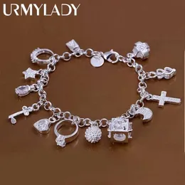 بيعت Hot Hot Sale Charm 925 Sterling Silver Jewelry Fashion Bracelets Cute Women Lady Wedding Charms Free 240423
