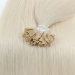 Erweiterungen Weiß Blond #1001 K Tipp Haarverlängerungen Reales menschliches Haar gegen Tipp Keratin Haar Heiße Fus