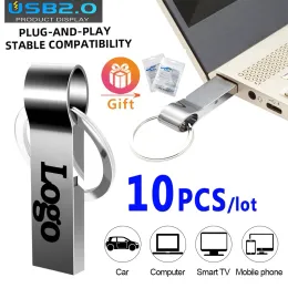 드라이브 10pcs 펜 드라이브 64GB 128GB 메모리 스틱 32GB 금속 USB 플래시 드라이브 컴퓨터 모바일 스토리지 방수 U 디스크 용 USB 디스크 메모리