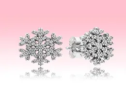 Real 925 Sterling Silver Stud Brincho Beautiful L Women Girls Jewelry With Caixa Original Para Pincos de Casamento de Snowflake