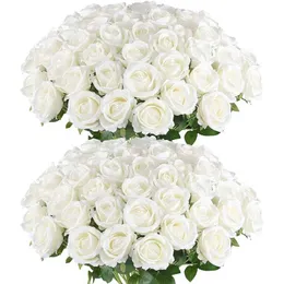 Faux Floral Greenery 50 PCS Artificial Roses Flowers Belvet Rose Букет для свадебных украшений.