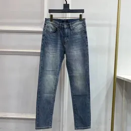 Designerbyxor denim byxor för mens elasticitet mager jeans lyx varumärke mode logotyp byxor avancerade högkvalitativa smala fit motorcykel mans svettbyxor