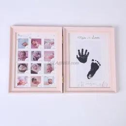 Çerçeveler Yeni doğan bebek el ayak mürekkep pedi baskı bebekleri dolunay yaşı büyüme fotoğraf çerçevesi bebek hediyesi çocuklar doğum günü hediyesi