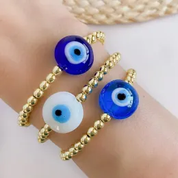 Strands KKBEAD Evil Eye Bracelet Jewelry for Women Blue Lucky Eye Bracelets Waterproof Gold Plated Beads 18 K Pulseras Mujer Moda 2023