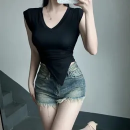 summer fashion casual sexy cotton stretch brand young female women girls Do old high waist denim shorts 240418