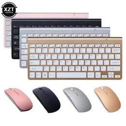 المجموعات 2.4G لوحة المفاتيح اللاسلكية والماوس Mini Multimedia لوحة مفاتيح Mouse Mouse Combo Combo Combo لجهاز الكمبيوتر المحمول Mac Desktop PC مع جهاز استقبال USB