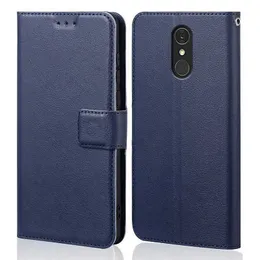 Casos de telefone celular capa de silicone para LG Q7 Q 7 Plus Q7+ Carteira de luxo PU CEAR CAIXA MACLETA MACHO PARA LG Q7 com suporte de cartão 240423