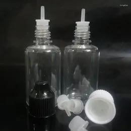 Lagerflaschen 30 ml Haustier Clear Plastic Tropfen leere Augentropfen nachfüllbare Flasche mit kindersicheren Kappen Lange dünne Spitzen für E Flüssigkeit