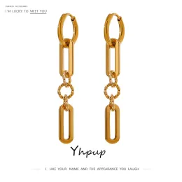 Kolczyki Yhpup Wysokiej jakości stal nierdzewna metalowe metalowe nurki kolczyki Chicka złota kolorowa konsystencja długa kolczyki biżuteria rocznica nowa
