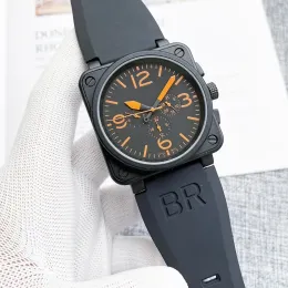 Alta qualidade Sapphire Glass Jiucai 889 New Wristwatches Men Bell Bell Automático relógio mecânico de couro marrom Borro