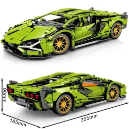 الكتل الفنية Super Speed ​​Green Lamborghinis Sports Car Model Building Build Build Associal Bricks Kid Toys for Adult Gift